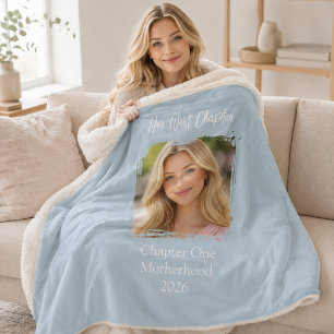 Her Next Chapter Mother Mom Photo Dusty Blue Sherpa Blanket