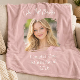 Her Next Chapter Mother Mom Photo Dusty Rose Pink Fleece Blanket