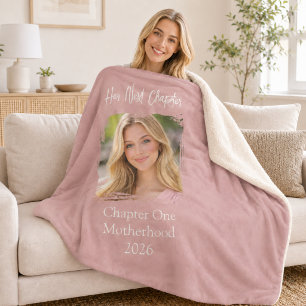 Her Next Chapter Mother Mom Photo Dusty Rose Pink Sherpa Blanket