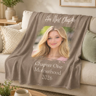 Her Next Chapter Mother Mom Photo Mocha Brown Fleece Blanket