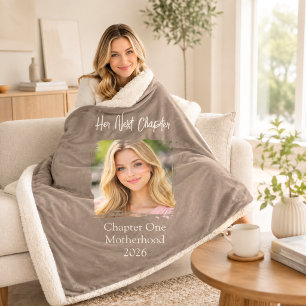 Her Next Chapter Mother Mom Photo Mocha Brown Sherpa Blanket