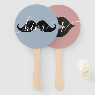 Her or Him Bride Groom Wedding Game Hand Fan
