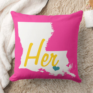 Her or His Louisiana State Floral  Throw Pillow