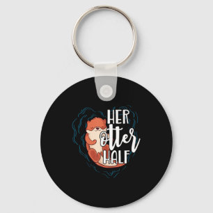 Her Otter Half Pun Romantic Couple Valentine's Day Keychain