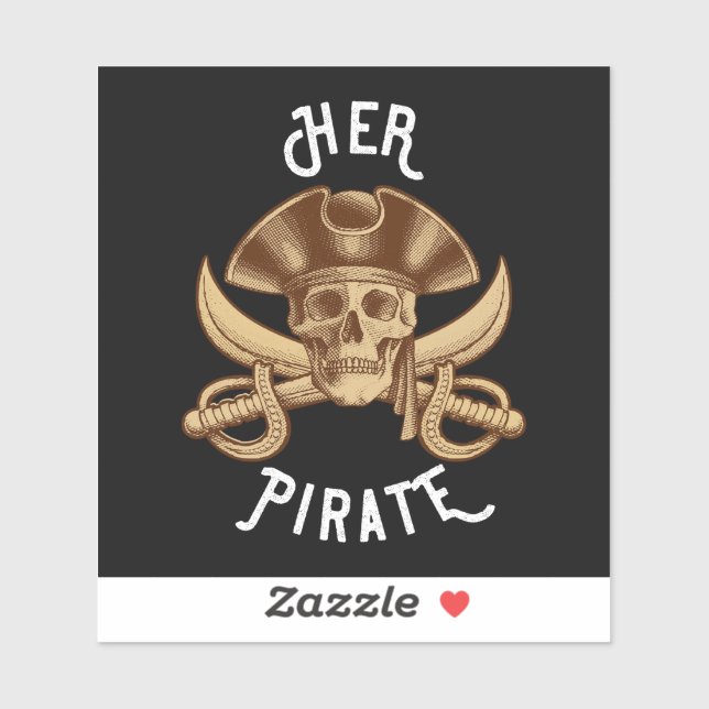 Her Pirate Vintage Crossbones Skull & Sword Sticke (Sheet)