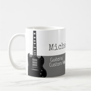 her professional (guitarist) half-grey half-white coffee mug