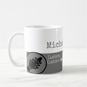 her professional (guitarist) half-grey half-white coffee mug
