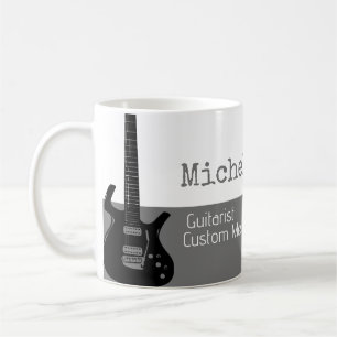 her professional (guitarist) half-grey half-white coffee mug