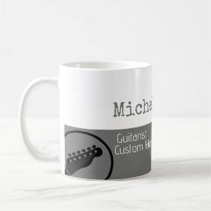 her professional (guitarist) half-grey half-white coffee mug