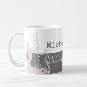 her professional (guitarist) half-grey half-white coffee mug