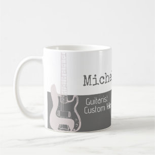 her professional (guitarist) half-grey half-white coffee mug