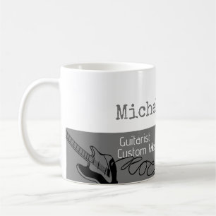 her professional (guitarist) half-grey half-white coffee mug