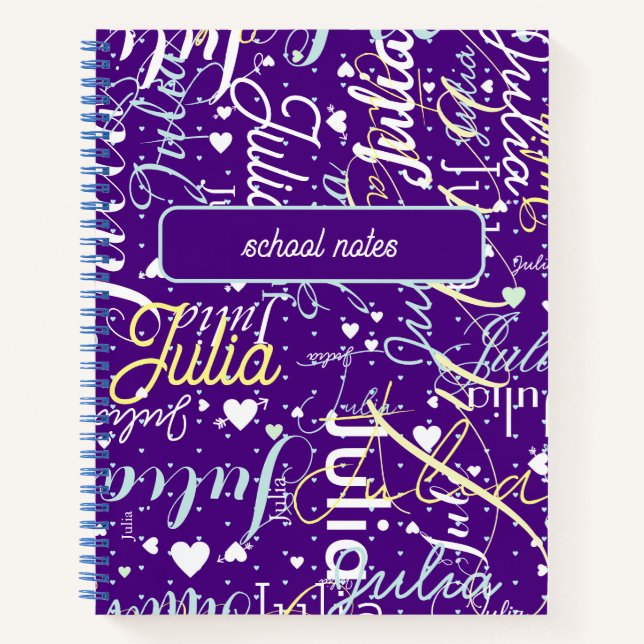 Her Purple Beautiful Custom Name Notebook (Front)