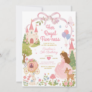Her Royal Five-ness Fairytale Castle 5th Birthday Invitation