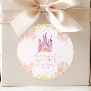 Her Royal Five-Ness Princess 5th Birthday Party Classic Round Sticker