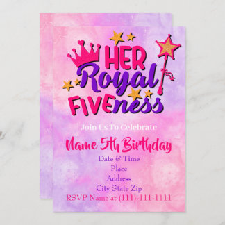 Her Royal Fiveness Birthday Invitation Template