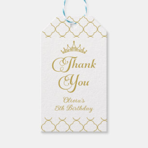 Her Royal Fiveness Gold Princess 5th Birthday Favo Gift Tags