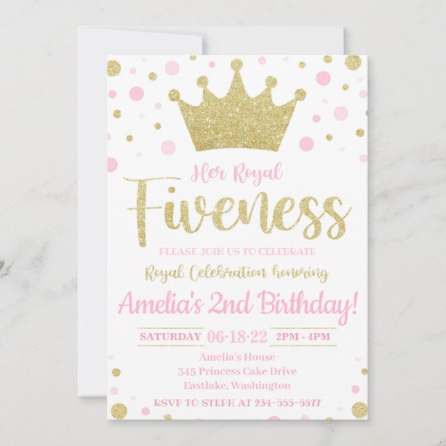 Her Royal Fiveness Invitation | Princess Invite (Front)