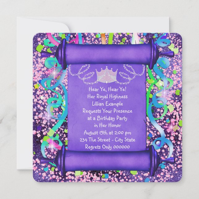Her Royal Highness Princess Birthday Party Invitation (Front)