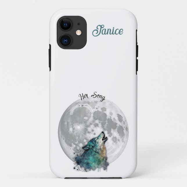 "Her Song" Wolf and Moon Customizable  Case-Mate iPhone Case (Back)