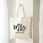 Her Very Own Personalized Tote Bag<br><div class="desc">Give her her very own personalized tote bag with a large whimsical typography "Mrs." and her last name. A matching tote is available for the Mr. as well. These make great gifts for family members,  colleagues,  teachers,  friends and more.</div>