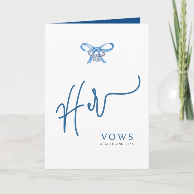 Her Vow Book - Blue Ring Design Wedding Keepsake Announcement (Front)