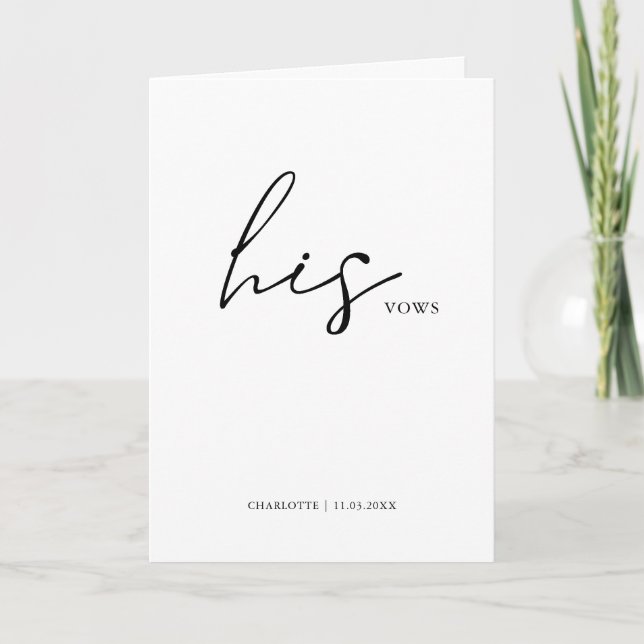 Her Vows Card Minimalist Script Vows (Front)