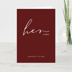 Her Vows Card Minimalist Script Vows Maroon