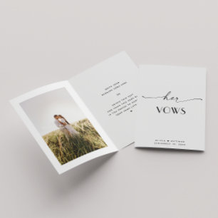 Her Vows   Elegant Modern Minimalist Photo Wedding Card