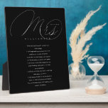 Her Vows Elegant Mrs. Newlyweds Wedding Vows Black Plaque<br><div class="desc">Newlyweds Mrs. her wedding day vows keepsake black plaque to always remember your special day and your love and promise to each other. Design features "Mrs." in an elegant calligraphy script and personalized with last name,  wedding date,  and her wedding vows.</div>