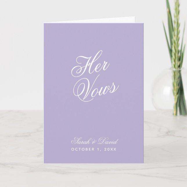 Her Vows Lavender Wedding Purple Vow Book  Card (Front)