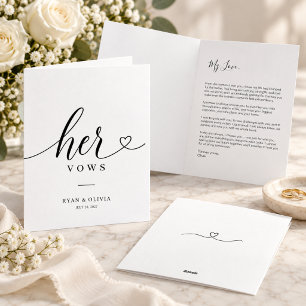 Her Vows Minimal Calligraphy Wedding Card