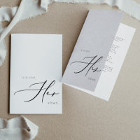 Her Vows Modern Minimalist Wedding Vows Card