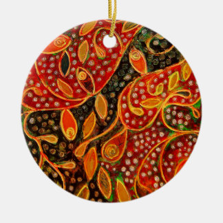 "Her Winter Heart" (painting) Ceramic Ornament