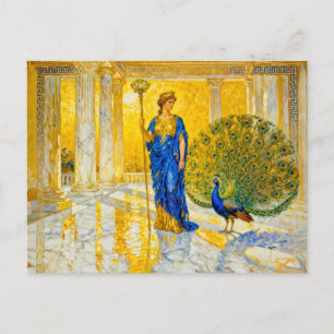 Hera with Peacock and Scepter in Grand Temple Hall Postcard
