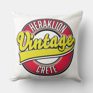 Heraklion Crete Travel logo Throw Pillow