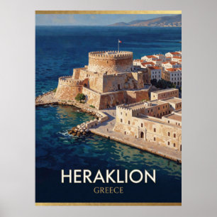 Heraklion Greece Venetian Harbour Travel Poster