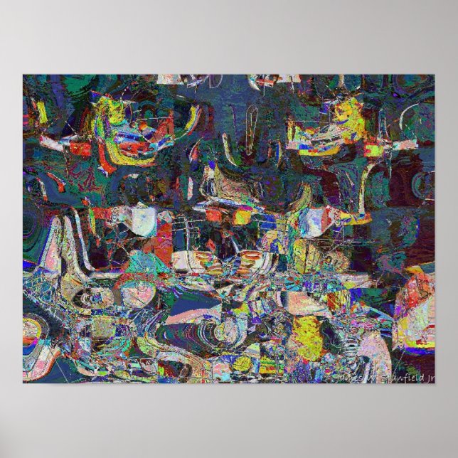 Heraklion Harbour in abstract Hundertwasser style Poster (Front)