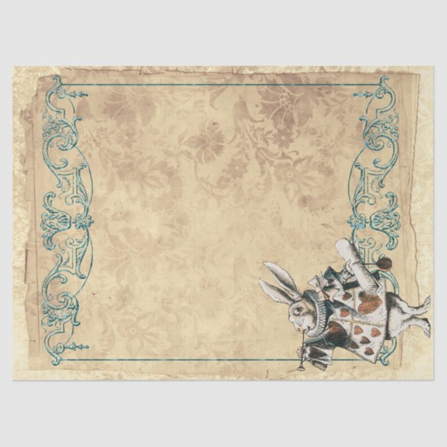 Herald White Rabbit Alice in Wonderland Decoupage Tissue Paper (Front)