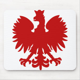 Heraldic Animal Eagle Red Silhouette Crown Mouse Pad