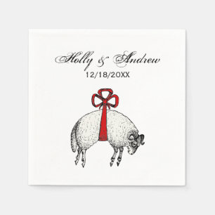 Heraldic Banded Fleece Ram Sheep Crest Emblem Napkin