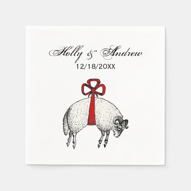 Heraldic Banded Fleece Ram Sheep Crest Emblem Napkin (Front)