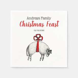 Heraldic Banded Fleece Ram Sheep Crest Emblem Napkin