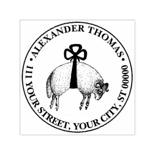 Heraldic Banded Fleece Ram Sheep Crest Emblem Self-inking Stamp