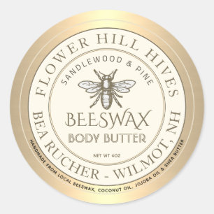 Heraldic Bee Corps Beurre Étiquette Gold Frontière