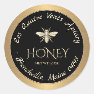 Heraldic Bee Gold Bordure Étiquette de miel noir