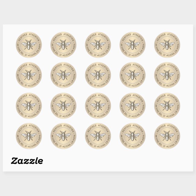 Heraldic Bee Metallic Gold Envelope Seal (Sheet)