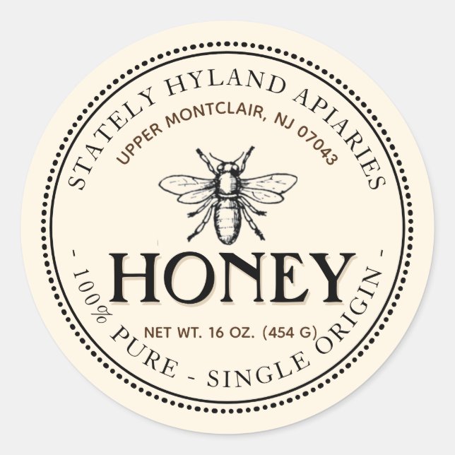 Heraldic Bee Single Origin Honey Label (Front)