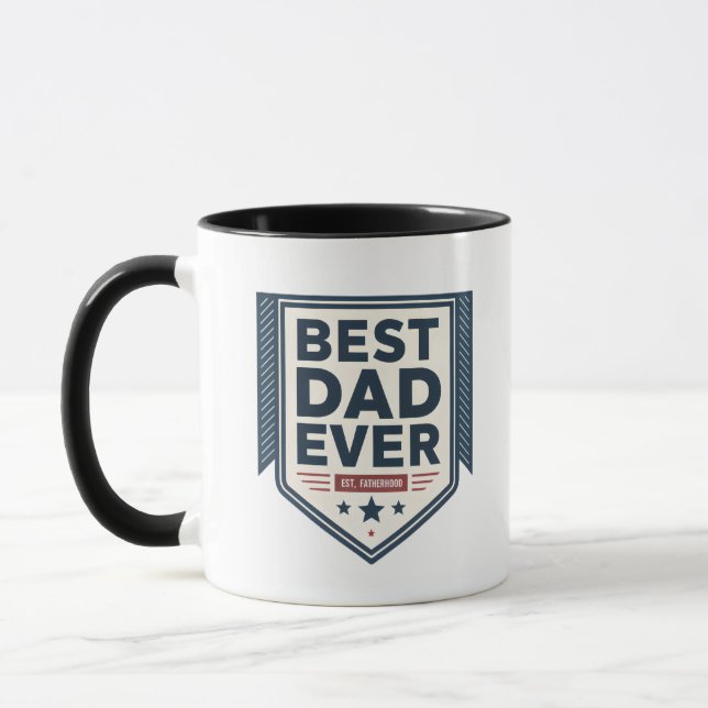 Heraldic Best Dad Ever Shield Emblem Design Mug (Left)