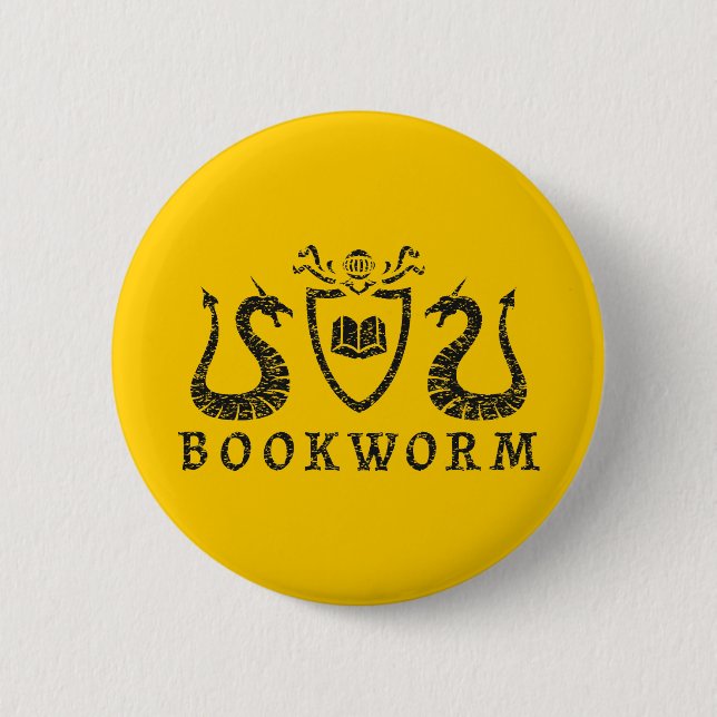 Heraldic Bookworm Button (Front)